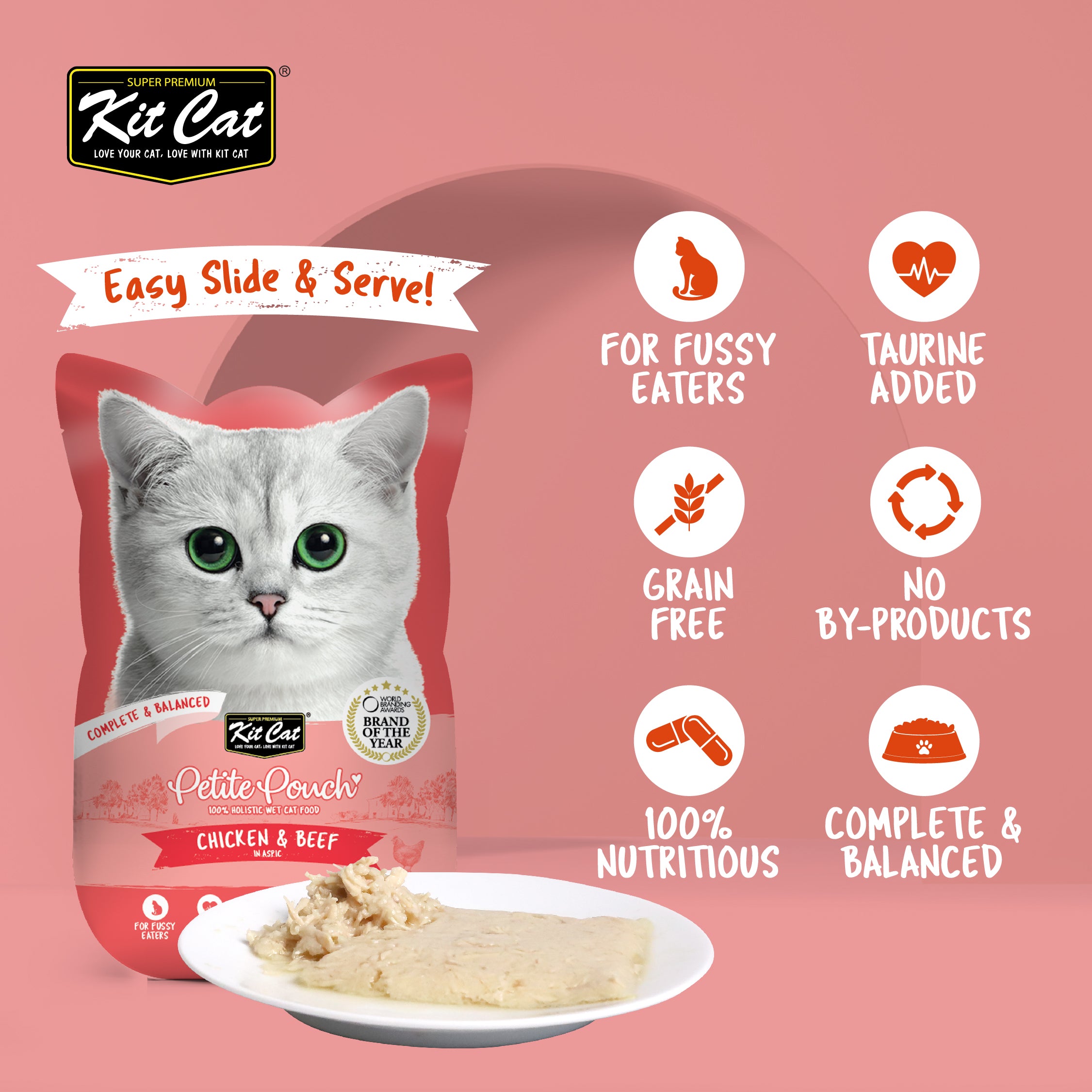 Kit Cat Petite Pouch Complete Balanced Wet Cat Food Chicken