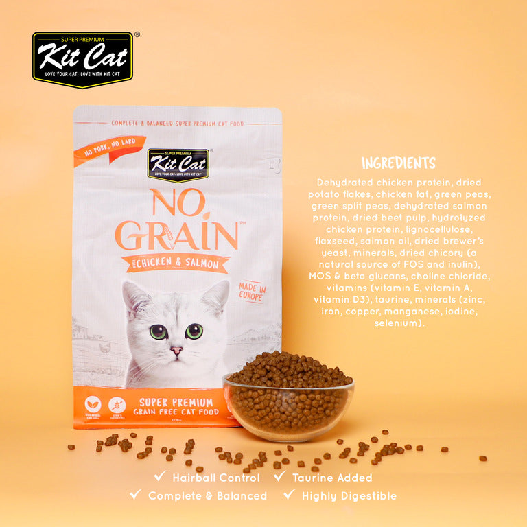 Kit Cat No Grain Dry Cat Food Chicken Salmon 1kg 10kg Nibbles